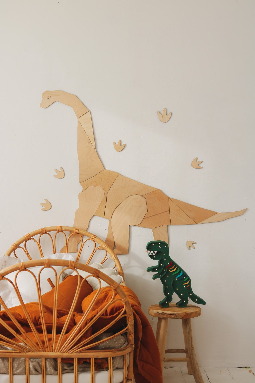 Origami Diplodocus Dinosaur – Wooden Wall Decoration, Medium