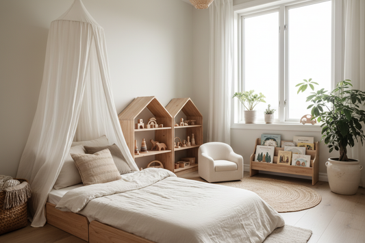 Montessori kinderkamer inrichten - Vloerbed en natuurlijke materialen