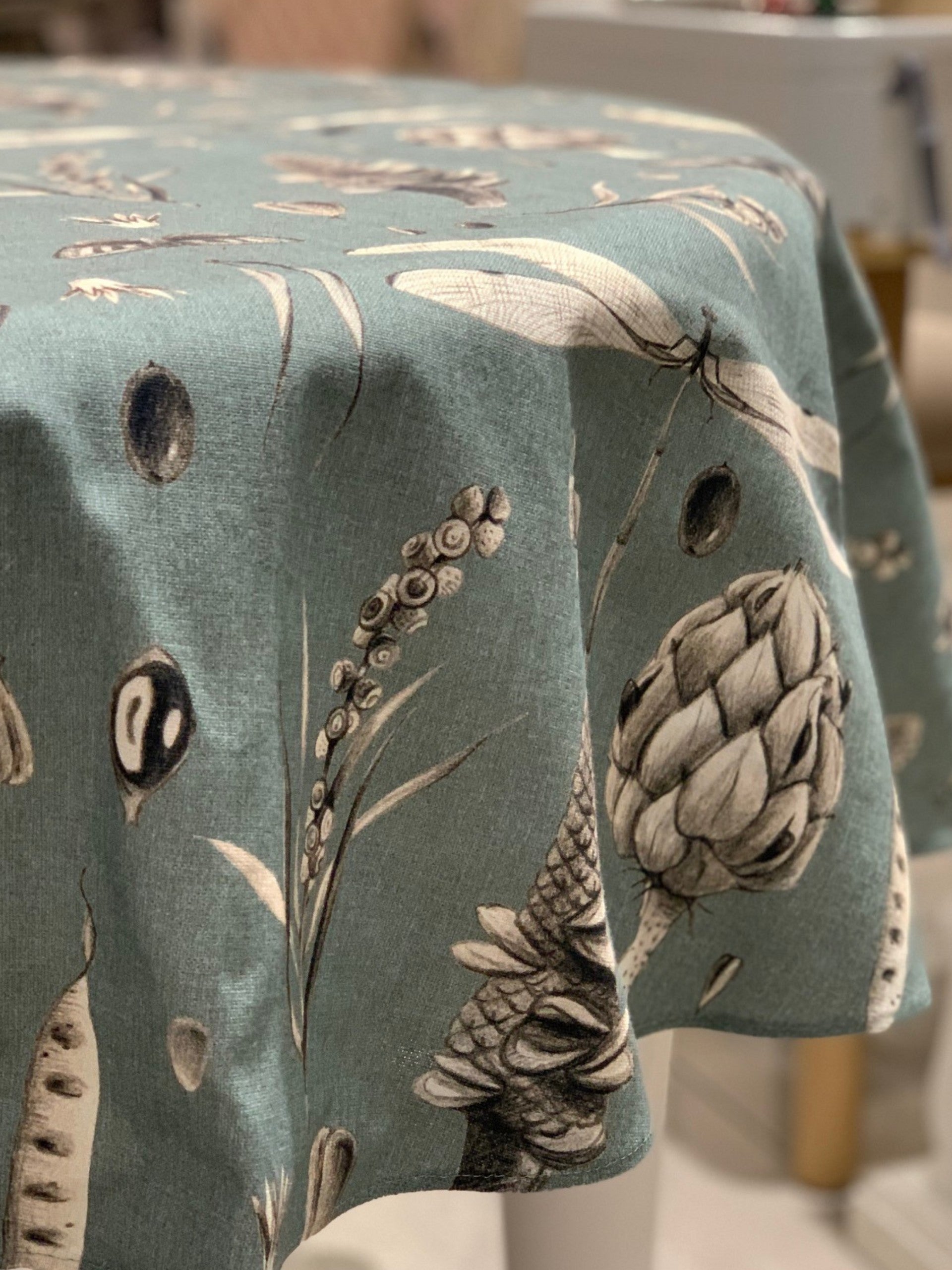 Round Tablecloth - Seeds Aqua