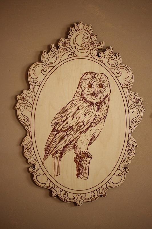 Set of 4 Engraved Forest Animals Pictures with Retro Frame