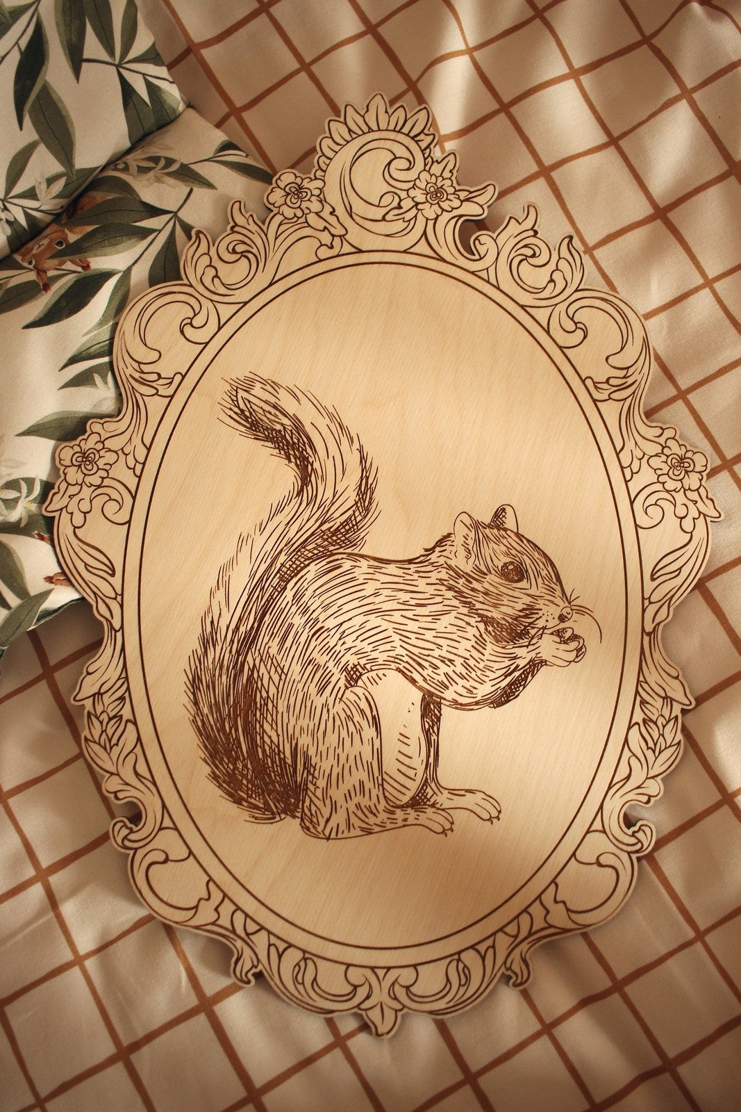 Set of 4 Engraved Forest Animals Pictures with Retro Frame