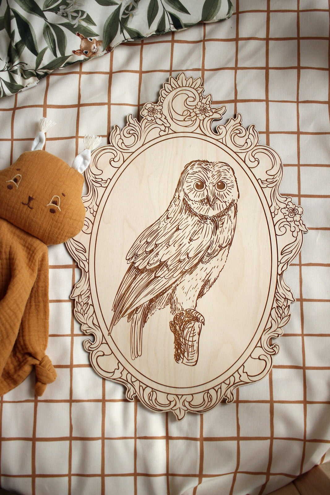 Set of 4 Engraved Forest Animals Pictures with Retro Frame